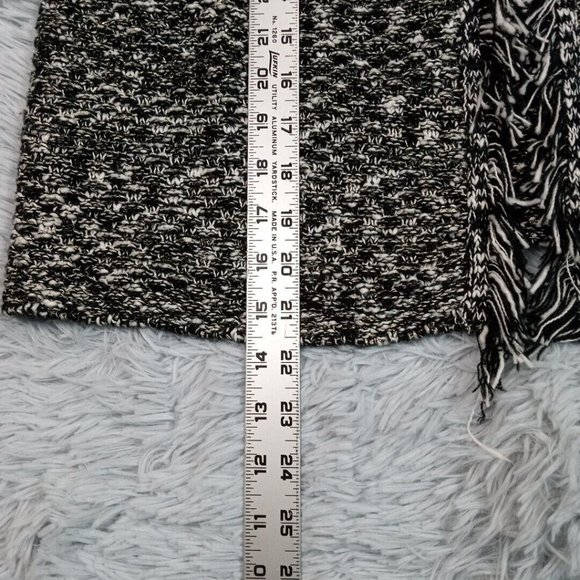Charlie Paige Womens Sweater Cardigan Black L Open Front Fringe Metallic Evening - Picture 8 of 11